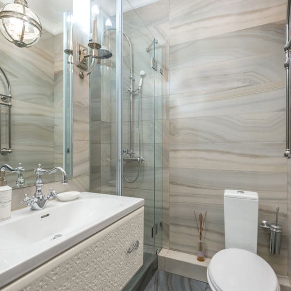 Luxury bathroom remodel in Sausalito, Marin County by ConstruBay — CSLB #1106798